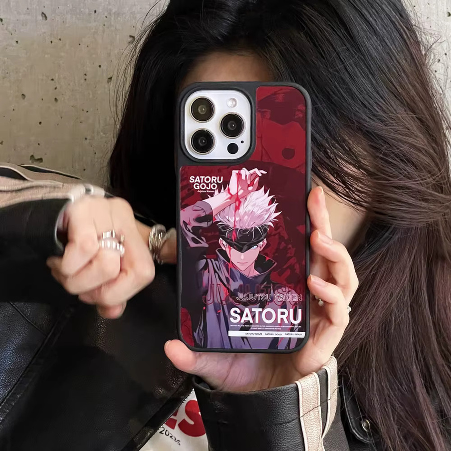 Bandai Jujutsu Kaisen Handyhülle mit Gojo Satoru und Itadori Yuji Motiv für iPhone 17 16 15 14 13 Pro Max, stoßfeste Hartschale, Multicolor - Bild 2