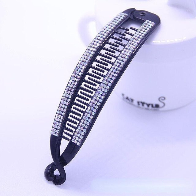 Haarnadeln Banana Barrettes, Schwarz, Strass, Damen, 15cm - Bild 1