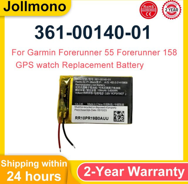 Jollmono Ersatzbatterie mit Werkzeug für Garmin Forerunner 55 und Forerunner 158 GPS Uhren Modell 361-00140-01 - Bild 1