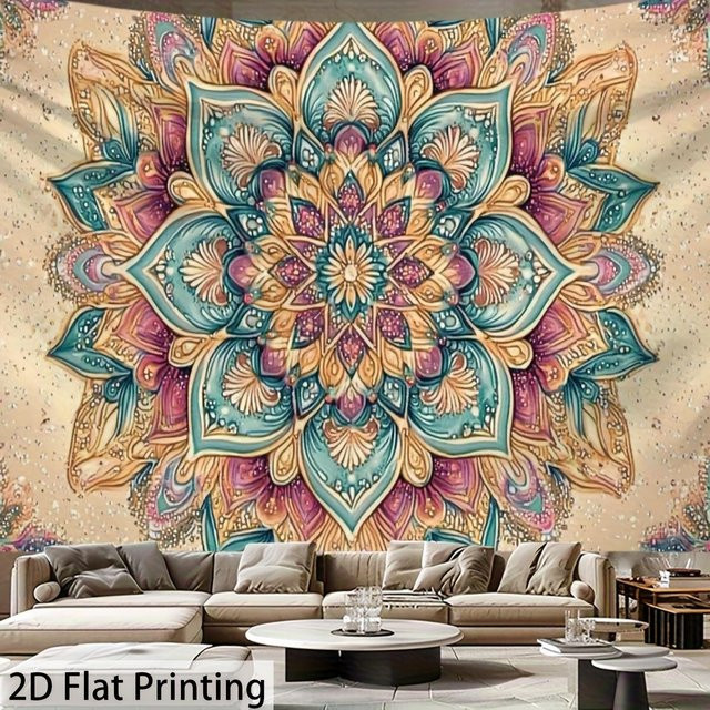 Bunter Mandala Wandbehang von JMG Household Supplies mit Blumen-Lotus-Motiv in Multicolour, B/H: 70 x 100 cm - Bild 1