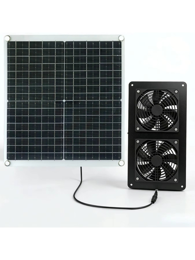 EESBAO 30W Solarbetriebener Doppel-Abluftventilator in Schwarz für Wohnmobile, Gewächshäuser und Hühnerställe - Bild 4
