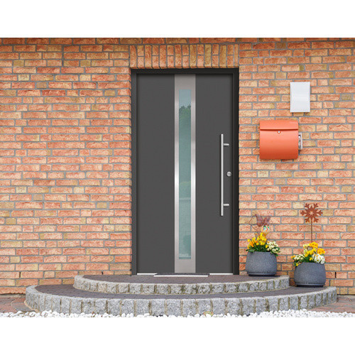 Splendoor Haustür RHODOS Prime aus Aluminium in Anthrazit-Grau mit Glaseinsatz, Höhe: 210 cm, Breite: 100 cm, Tiefe: 7 cm - Bild 2