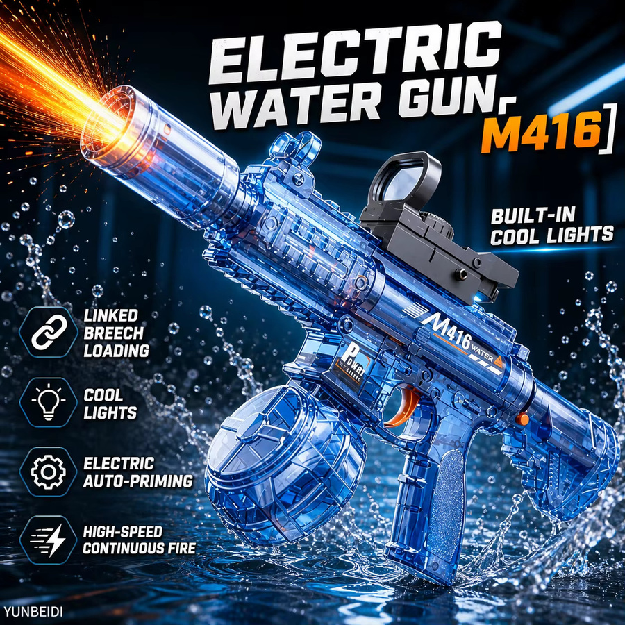 YUNBEIDI Elektrische Wasserpistole mit Blitzlicht, Blau - Bild 2