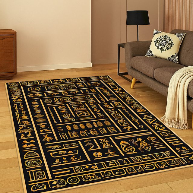 Faviora Rutschfester Teppich mit Altägyptischem Pharao-Motiv, Rechteckig, Mehrfarbig, B/T: 60 x 40 cm - Bild 1