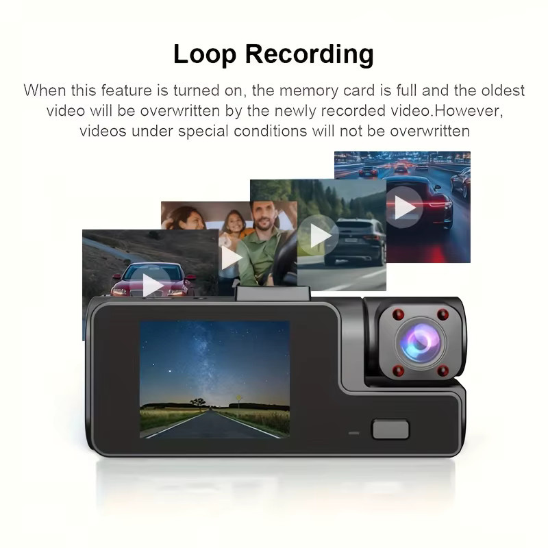 ZKCAMSPY 2-Kanal Dashcam mit Dual-Objektiv in Schwarz, 1080P Full HD Front- und Innenkamera mit HD-Nachtsicht und G-Sensor - Bild 4