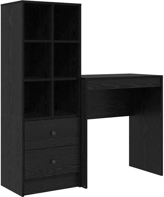 vidaXL Schreibtisch und Hochboard Set in Schwarz und Eiche mit minimalistischem Design - Bild 1