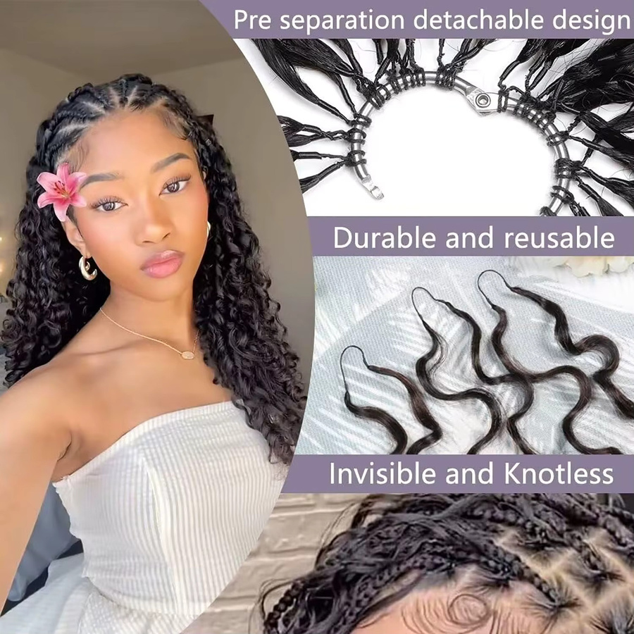 IQearl Deep Wave Feather Crochet Haarverlängerungen, Synthetisch, Pixie Locken - Bild 4