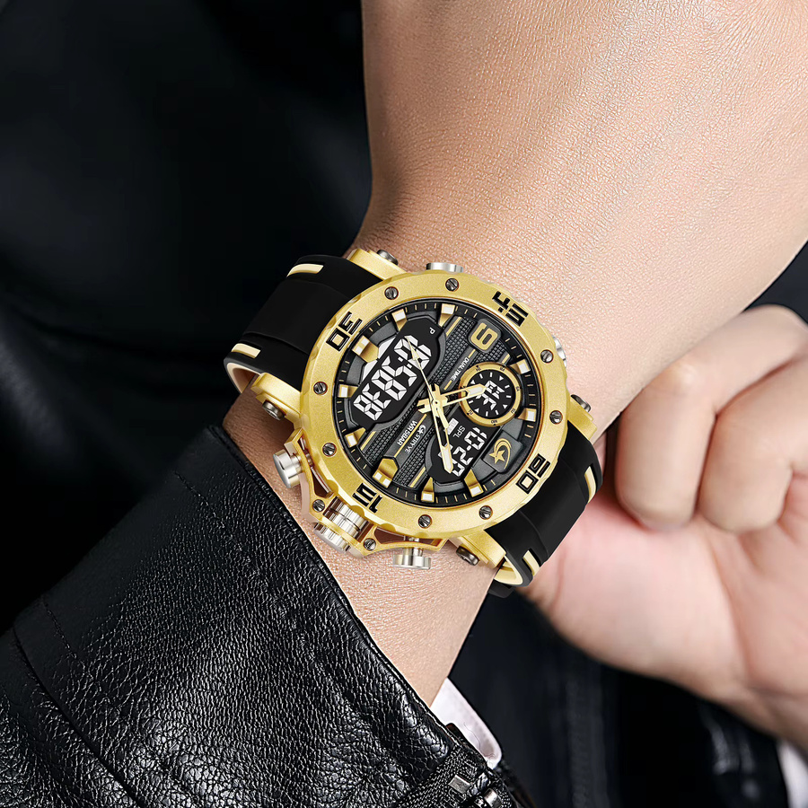 STRYVE Armbanduhr, Analog-Digital, Blau, Gold, Silikon, Herren, 5 ATM - Bild 5