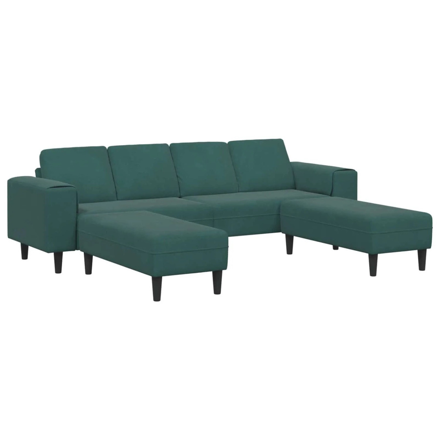 vidaXL Wohnzimmer Eckcouch 3-teilig in Dunkelgrün mit passendem Ottoman und Dekokissen, modernes L-Shape Design - Bild 2