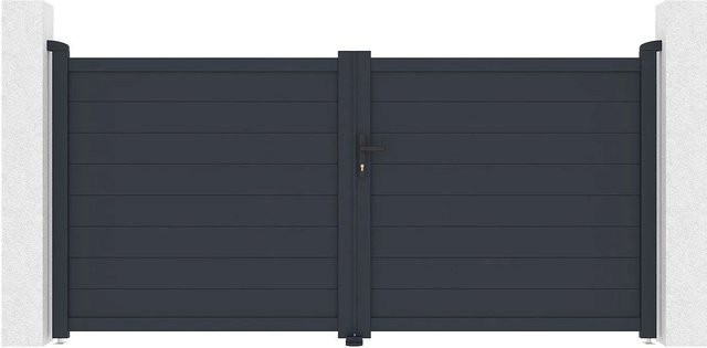 Vente-unique Flügeltor Nazario aus Aluminium in Anthrazitgrau, Breite: 300 cm - Bild 1