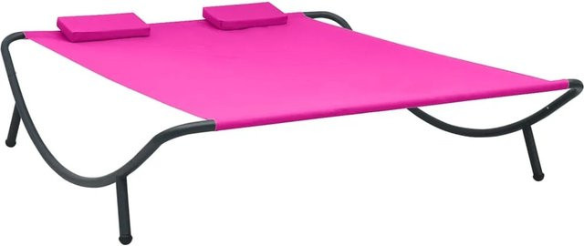 vidaXL Sonnenliege aus UV-beständigem Oxfordgewebe in Rosa mit Stahlgestell, B/T/H: 173 x 45 x 145 cm - Bild 1