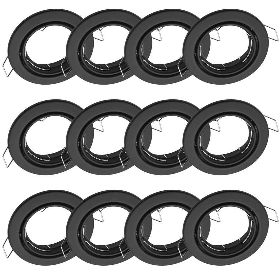 Oktaplex 12er Set Dijon Einbaustrahler Schwarz, schwenkbare runde Deckenspots aus Metall für GU10 LED-Module - Bild 2