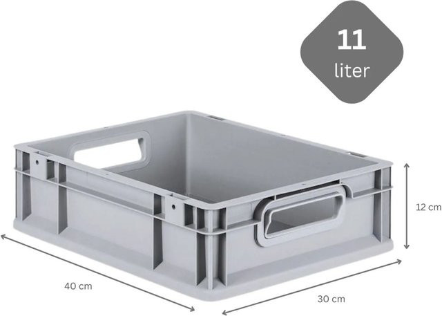 PROREGAL SparSet 10x Eurobox NextGen Grip mit Auflagedeckel in Grau, H x B x T: 12 x 30 x 40 cm, 11 Liter - Bild 1