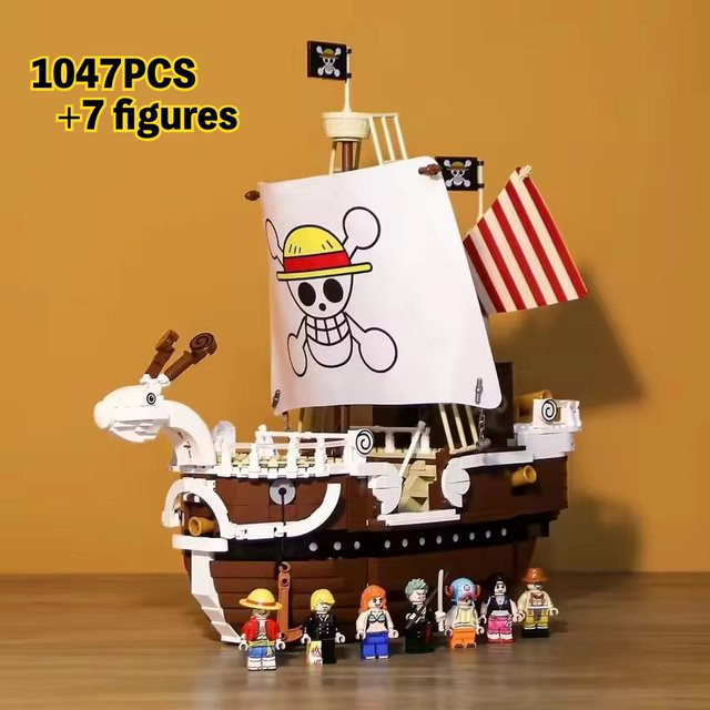Hot Toys One Piece Bausteine Set Merry Luffy Boat mit 7 Figuren, 1054 Teile, Mehrfarbig - Bild 1