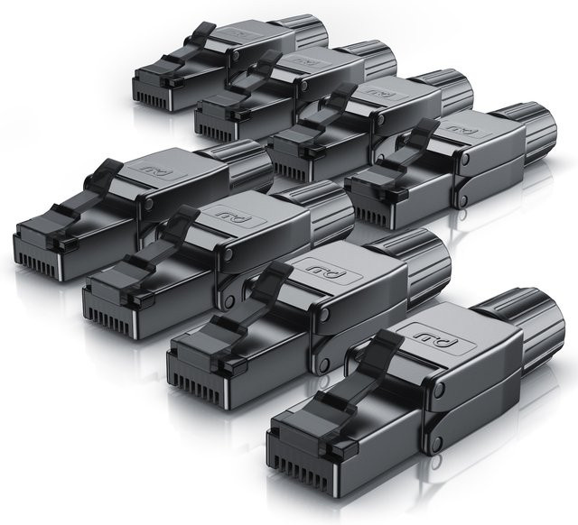 Primewire 8er Set CAT 8 Netzwerk-Adapter RJ45 Ethernet LAN Kabel, 40 Gbit/s, schwarz - Bild 1
