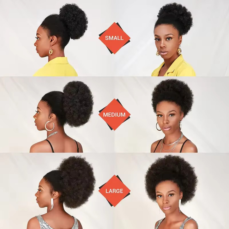 Synthetische Afro Puff Extensions, 10 Zoll, lockiges Haar, Damen - Bild 3