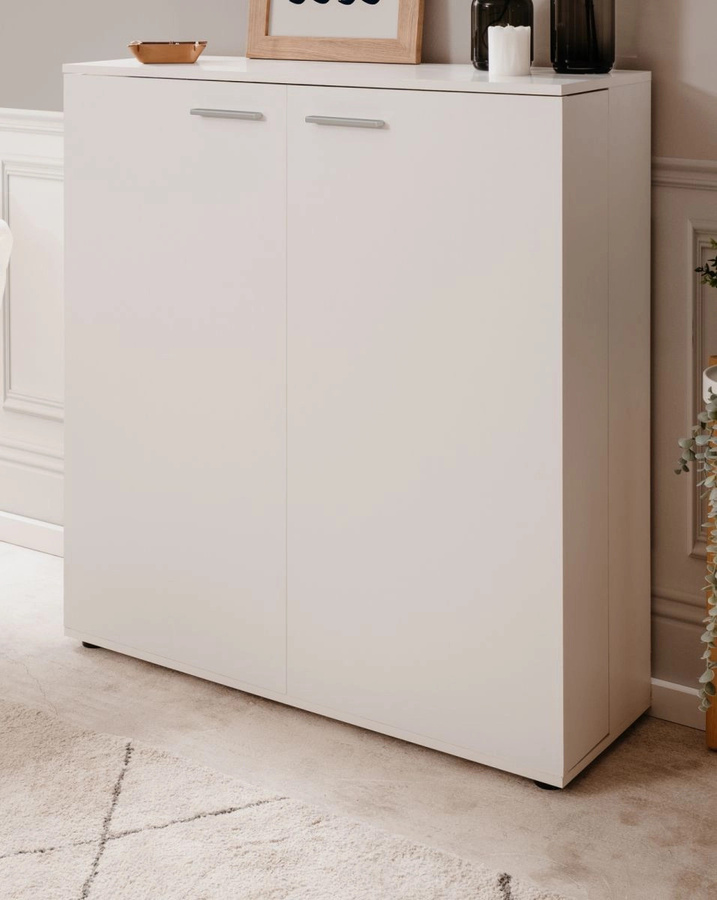 Schuhschrank Logu von Furn.Design in Weiß, modern mit 12 Fächern und 2 Türen, B/H: 100 x 110 cm - Bild 1