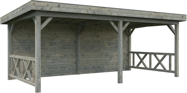 Palmako Pavillon Lenna Set 308 aus Fichtenholz in Grau, B/T/H: 588 x 300 x 245 cm - Bild 1