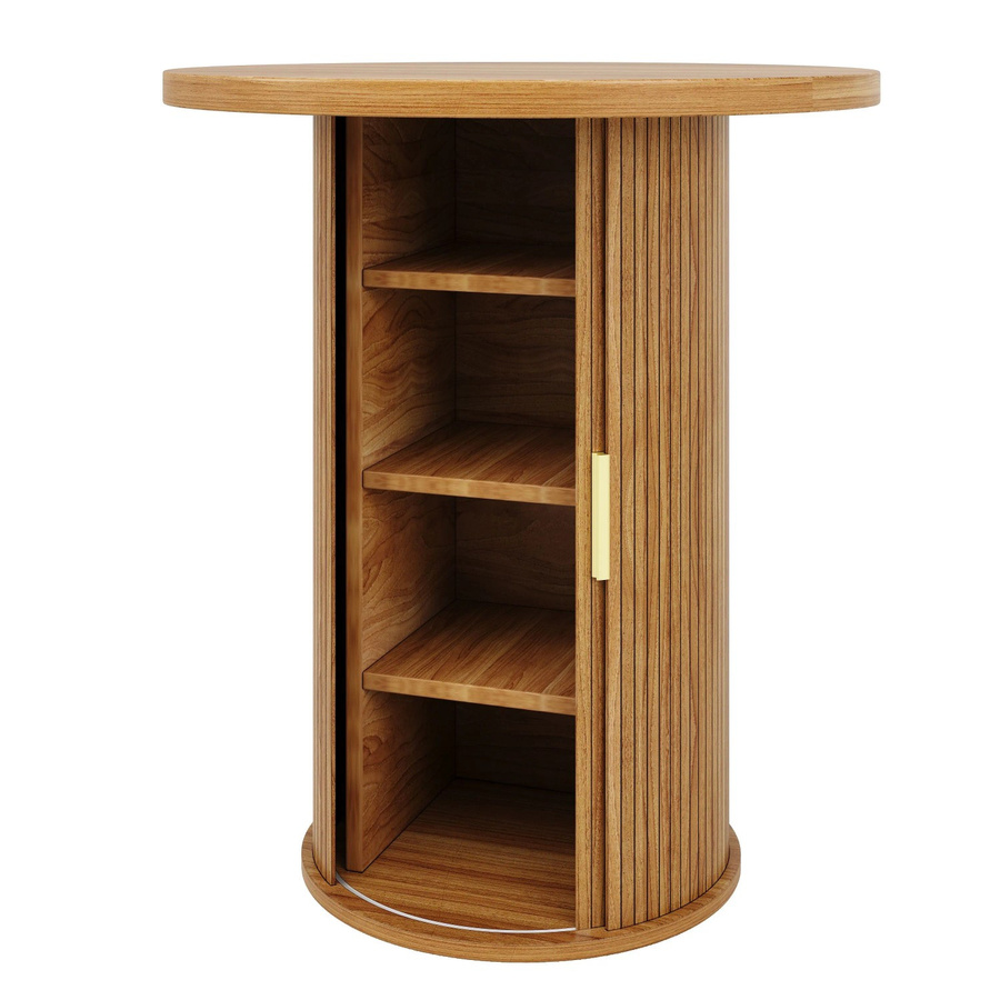 okwish Bartisch mit Stauraum aus MDF und Metall in Natur/Braun, B/T/H: 60 x 60 x 91,6 cm - Bild 2