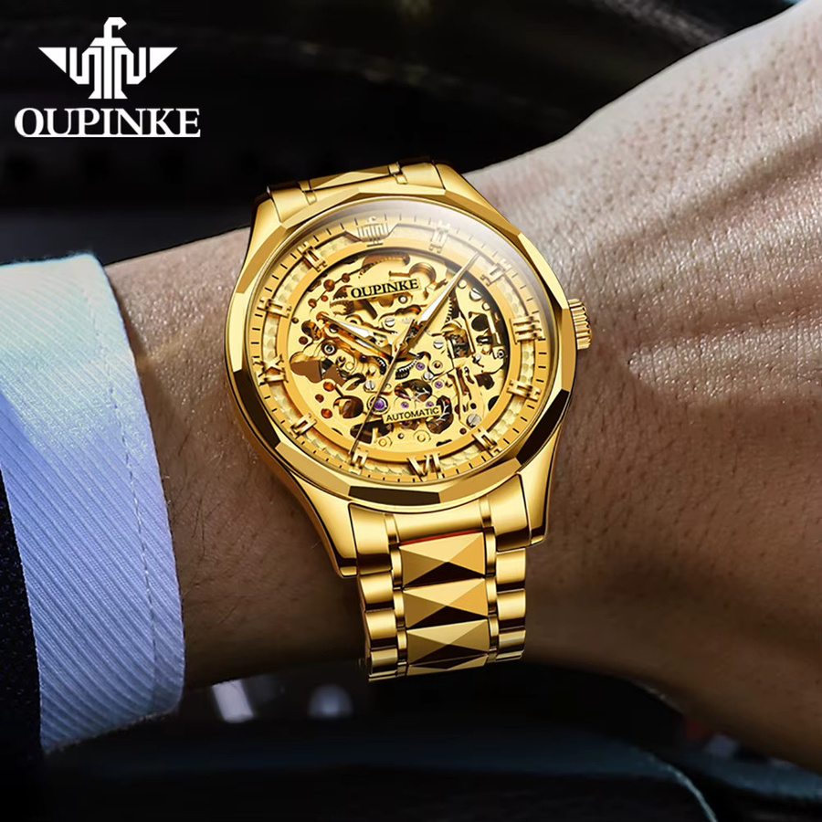 OUPINKE Armbanduhr, Automatik, Edelstahl, Gold, Herren - Bild 4