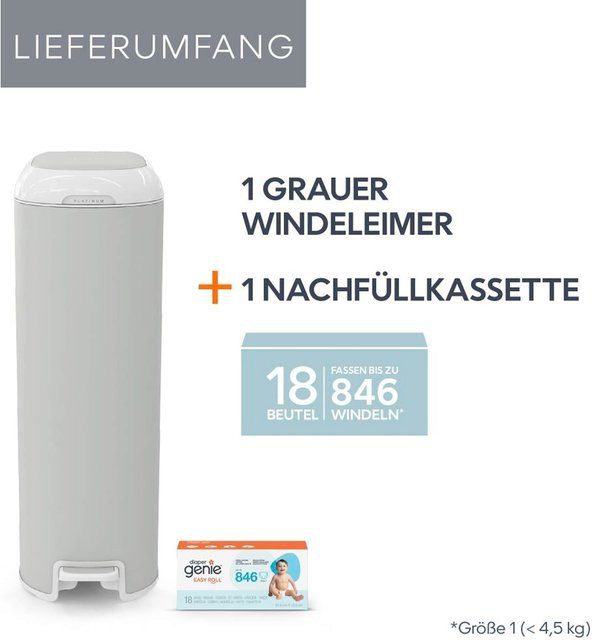 Diaper Genie Platinum Windeleimer in Grau und Weiß - Bild 1
