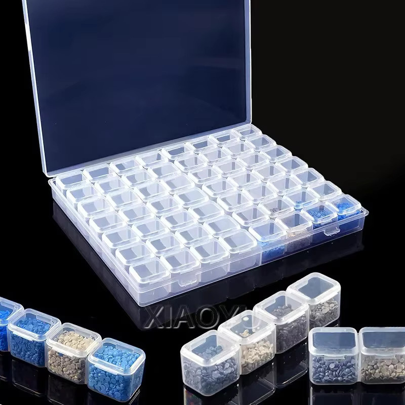 QIZITENG Aufbewahrungsbox aus Kunststoff mit 28 oder 56 Fächern in Transparent für Diamantmalerei Zubehör und Schmuck - Bild 4