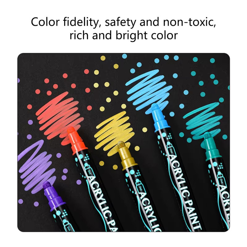 24 Farben Acrylmarker Set mit extra feiner und gepunkteter Spitze für Felsmalerei, Keramik, Glas und Holz in Multicolour - Bild 4