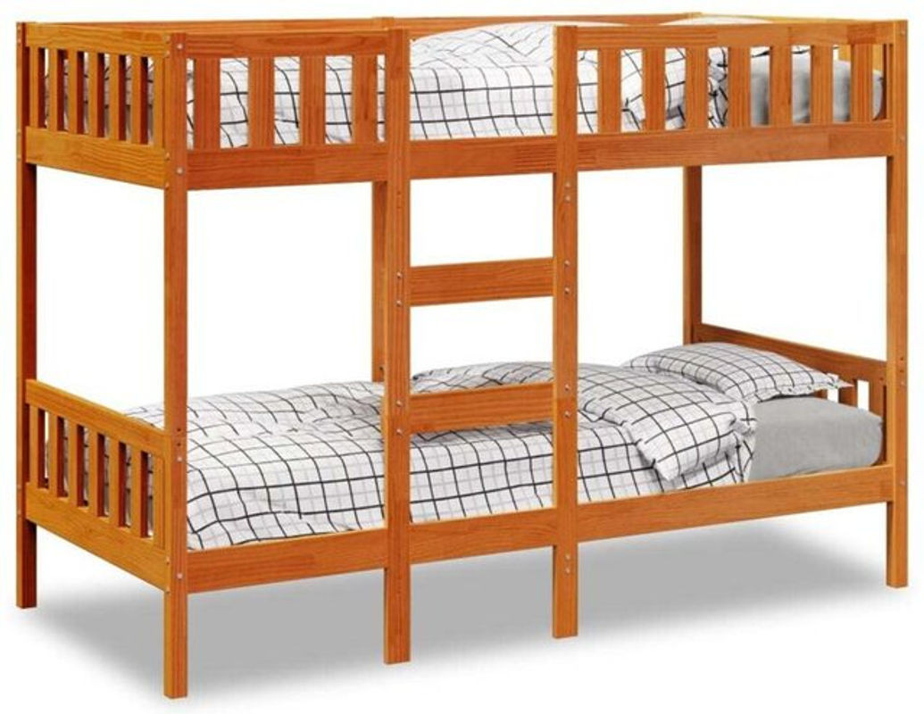 Vidaxl Etagenbett aus Massivholz Kiefer in Braun im Landhausstil, B/T/H: 90 x 200 cm - Bild 1