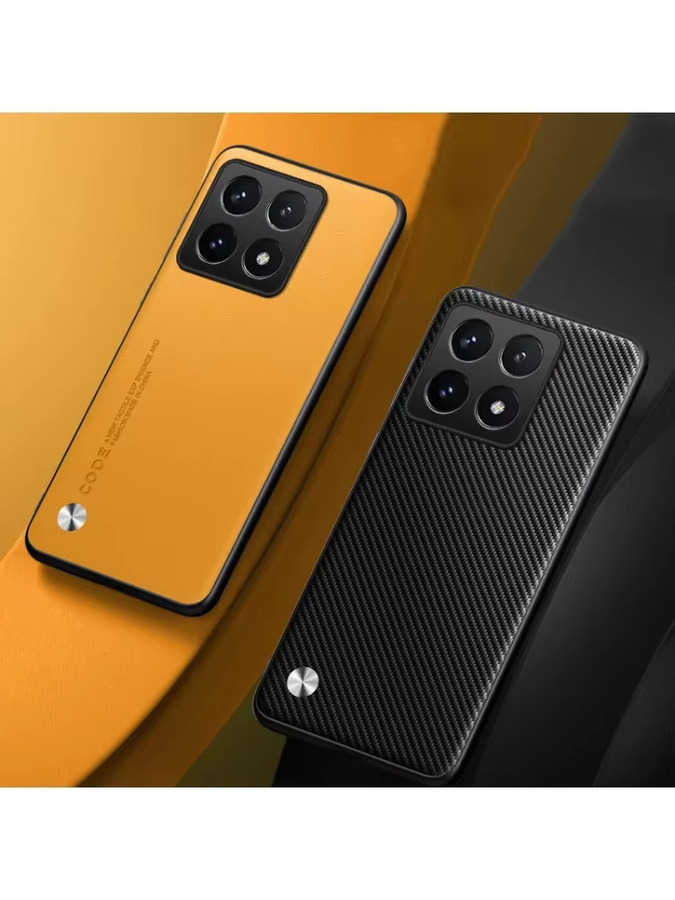 EUCAGR Luxus PU Leder Handyhülle für Xiaomi 14T Pro und Xiaomi 14T, Stoßfest, Gelb - Bild 3