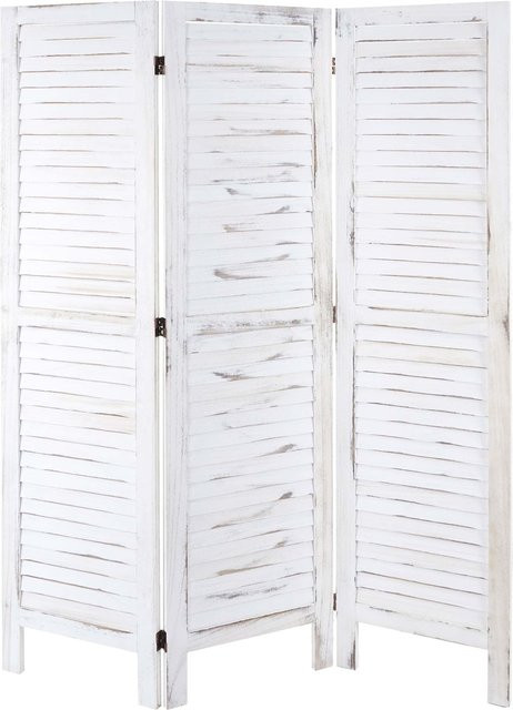 Paravent MCW-G30 Raumteiler als Sichtschutz in weißer Shabby-Look Fensterladenoptik, Höhe: 170 cm, Breite: 120 cm - Bild 1