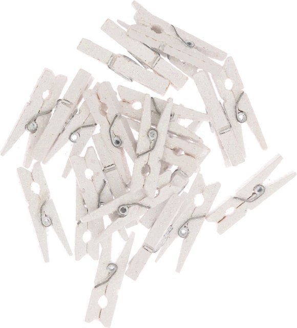 Rico Design Holzklammern mit Glitter in Weiß, 24 Stück, Höhe: 3 cm - Bild 1