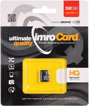 Imro microSDHC Speicherkarte 32GB Klasse 10 UHS-1 U1 Schwarz - Bild 1