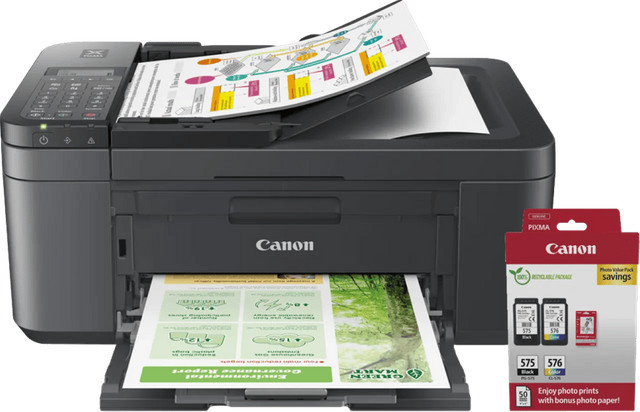 Canon PIXMA TR4755i Inkjet-Multifunktionsgerät mit Drucken, Scannen, Kopieren und Faxen inklusive Wi-Fi, USB und einem Satz Reservepatronen sowie Fotopapier - Bild 1