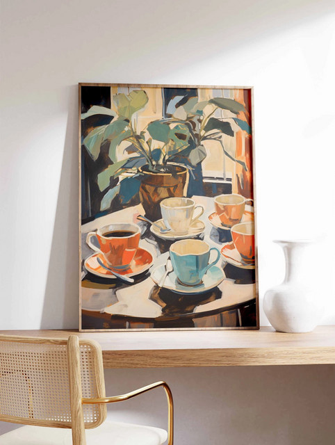 Vintage Kaffee Illustration Poster von SHENCHEN in Mehrfarbig als rechteckiger Papierposter für deine Küchen-Dekoration - Bild 1