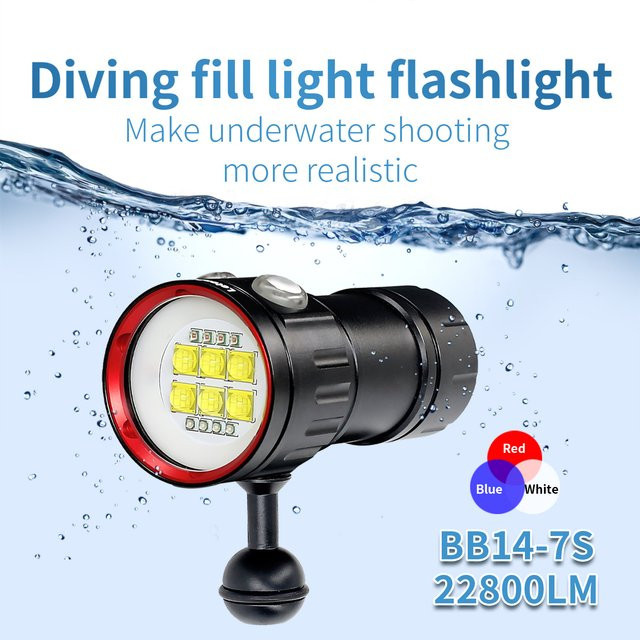 Leton Unterwasser Taschenlampe mit 27 LED für Fotografie und Video, wasserdicht bis 100m, Schwarz - Bild 1
