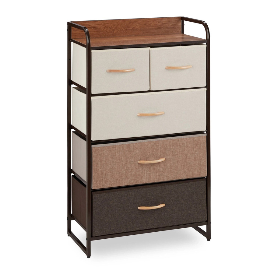 Relaxdays Schubladenschrank in Creme und Holzoptik aus MDF und Stahl, B/T/H: 100 x 58 x 31,5 cm - Bild 2
