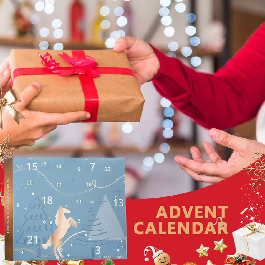 Pferde-Adventskalender 2025 für Pferdebesitzer und Fahrer in Blau mit 24 Tagen Countdown und Überraschungen - Bild 2