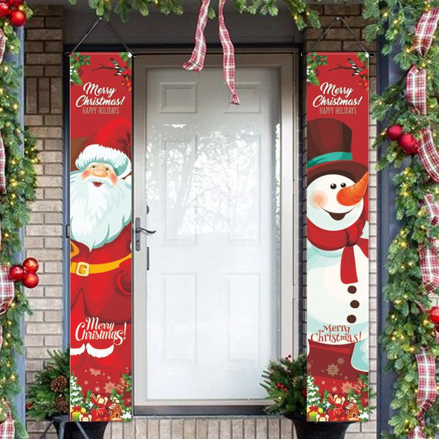 WEIGAO Weihnachts Banner Flagge Frohe Weihnachten Dekoration für Tür und Veranda aus Textil - Bild 1