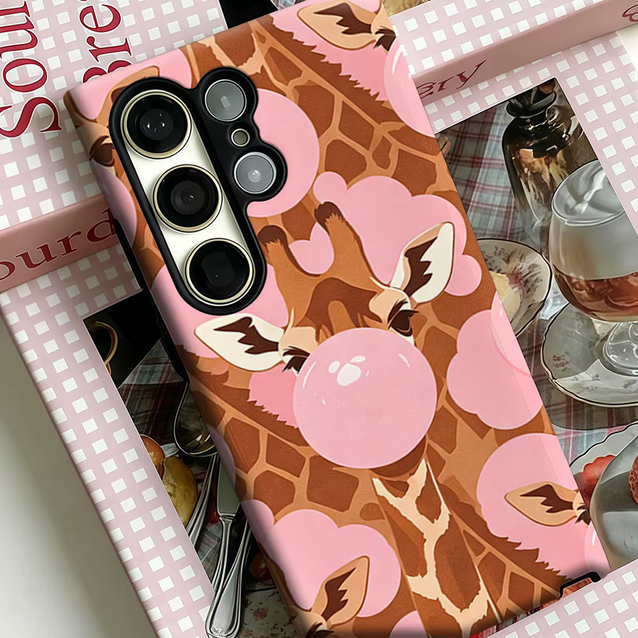 Giraffe Bubble Fun Handyhülle für Samsung Galaxy S26 S25 S24 S23 Ultra Plus, stoßfeste Doppelschicht Rückabdeckung, mehrfarbig - Bild 4