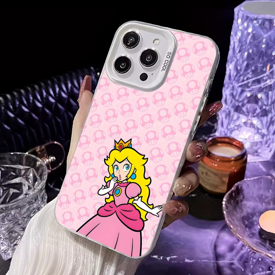 Ethanoch Anime Princess Peach Handyhülle für iPhone 11 bis 17 Pro Max Plus, Weiß durchscheinend - Bild 2