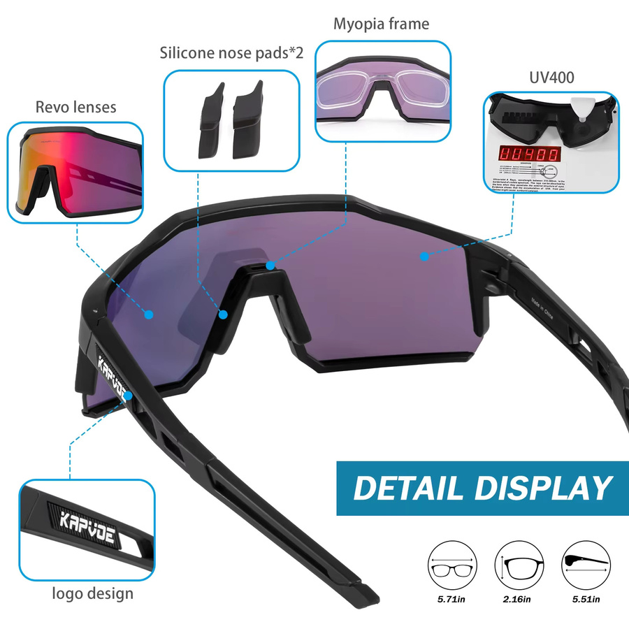 Kapvoe Sonnenbrille Sport, Vollrand, Kunststoff - Bild 4