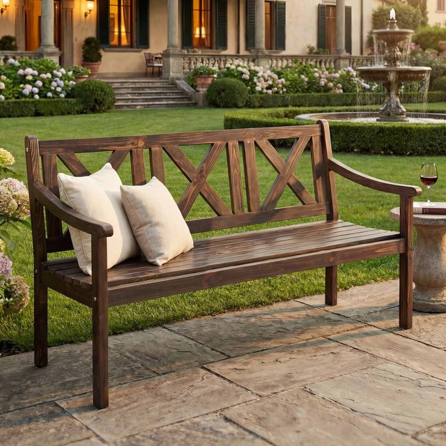 Gartenbank Mazara 3-Sitzer aus Massiv-Holz in Braun, Breite: 160 cm - Bild 1