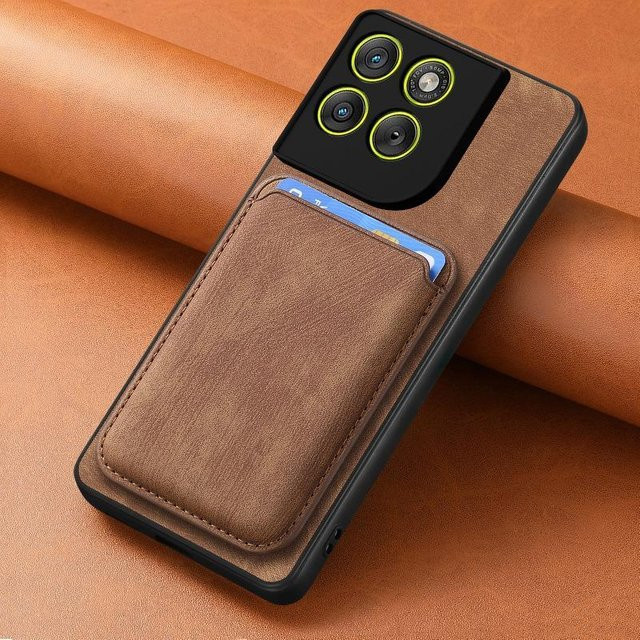 Magnetische Lederhülle für Motorola Edge 70 in Braun mit Kartensteckplatz und Geldbörsenfunktion - Bild 1