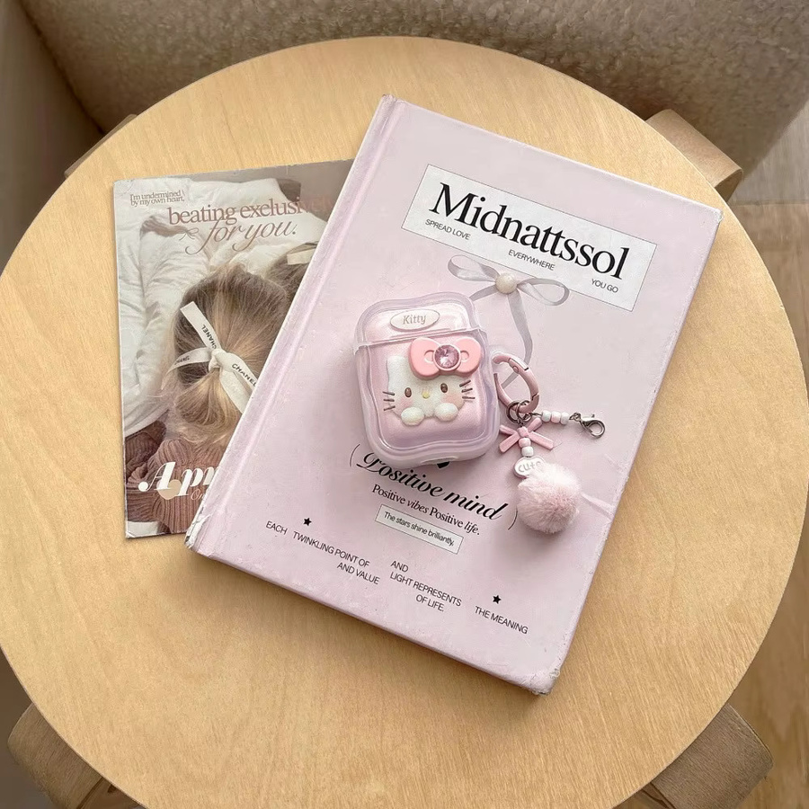 Sanrio Hello Kitty Kopfhörerhülle für Apple AirPods 1 2 3 4 Pro Pro 2 Pro 3 in Rot und Pink - Bild 3