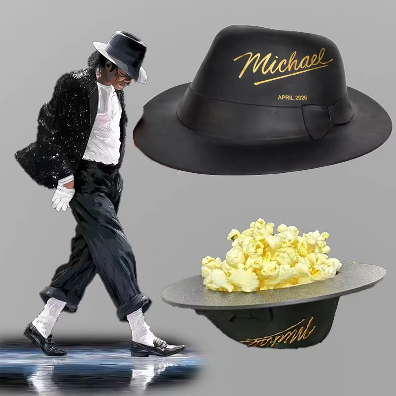 Potdemiel Michael Jackson Popcorn-Eimerhut in Schwarz als 3D-gedruckter Popcorn-Behälter und Partydekoration für Fans - Bild 2