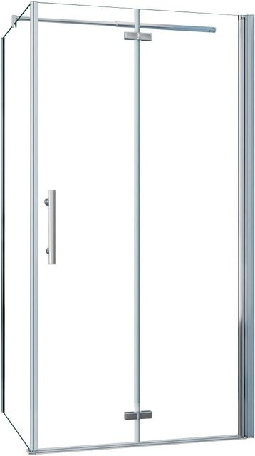AICA Duschkabine Ecklösung mit Falttür und Seitenwand aus klarem 6mm ESG Glas, Farbe Silber/Transparent, B: 120 cm, H: 195 cm, Seitenwand B: 70 cm, H: 195 cm - Bild 1