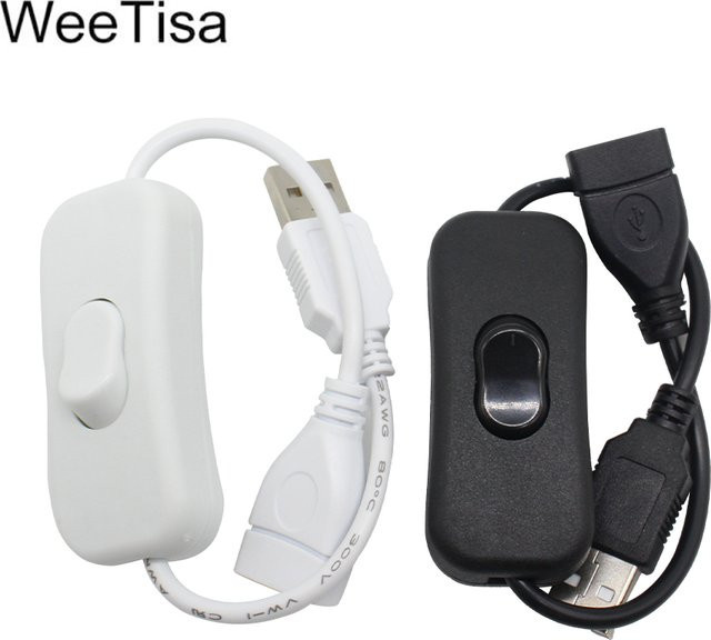 WeeTisa USB-Verlängerungskabel mit Ein-/Ausschalter, Stecker auf Buchse, Farbe: Weiß, Länge: 28 cm - Bild 1