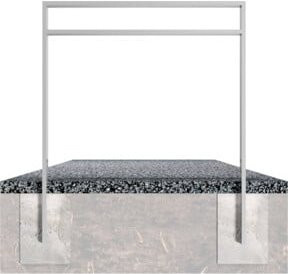 Schake Anlehnbügel aus Vierkantrohr mit Querholm, Farbe: Silber, Breite: 75 cm, Höhe: 120 cm - Bild 1