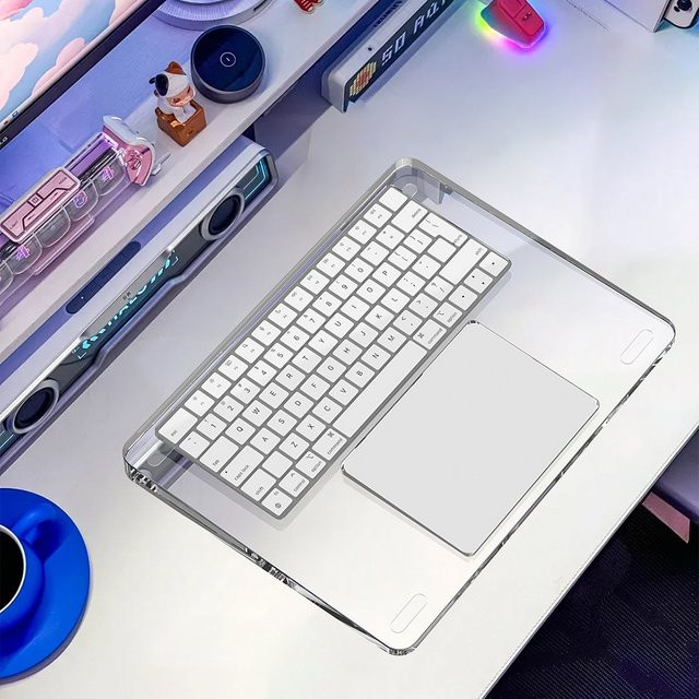 Energy Fort Transparente Kristall-Pad-Halterung als Handgelenkauflage für iMac Magic Trackpad 2 und 3 sowie Tastaturbasis aus Acryl - Bild 1