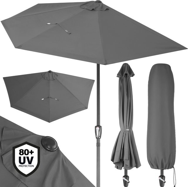 Kingsleeve Terrassen-Sonnenschirm in Anthrazit mit UV-Schutz 80+ und Stahlgestell - Bild 1
